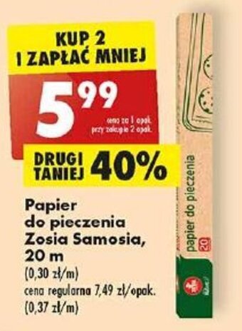 Biedronka Papier do pieczenia Zosia Samosia, 20 m oferta