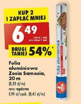 Biedronka Folia aluminiowa Zosia Samosia, 20 m oferta