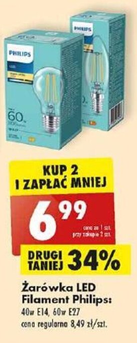 Biedronka Żarówka LED Filament Philips oferta
