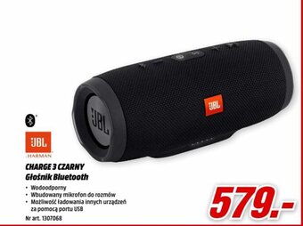 Media Markt JBL CHARGE 3 CZARNY Głośnik Bluetooth oferta