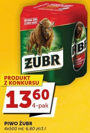 Groszek Żubr piwo jasne 2 l (4 x 0,5 l) oferta