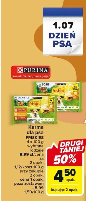 Carrefour Karma dla psa w galaretce wołowina kurczak i jagnięcina friskies vitafit oferta