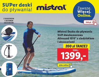 Lidl Deska do pływania sup allround 320 x 84 15 xm mistral oferta