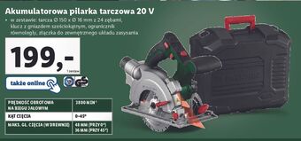 Lidl Pilarka tarczowa akumulatorowa 20 v parkside oferta