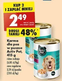 Biedronka Karma dla psa z kurczakiem w galarecie activ pet oferta