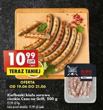 Biedronka Kiełbaski surowe białe cienkie czas na grill oferta