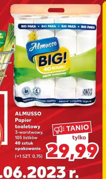 Kaufland ALMUSSO Papier toaletowy 3-warstwowy, 105 listków 40 sztuk opakowanie oferta