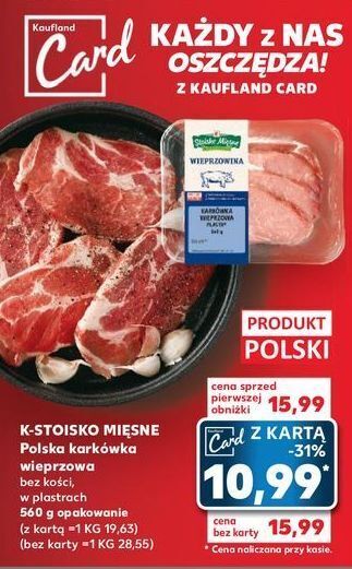 Kaufland Karkówka wieprzowa bez kości w plastrach stoisko mięsne oferta