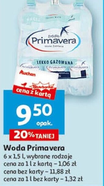 Auchan Woda Primavera 6 x 1,5 l oferta