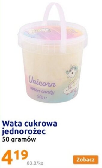 Action Wata cukrowa jednorożec 50g oferta