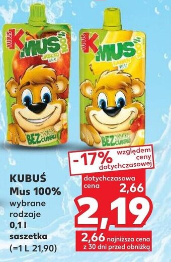 Kaufland KUBUŚ Mus 100% 0,1 L oferta