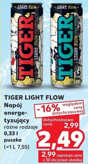 Kaufland TIGER LIGHT FLOW Napój energetyzujący 0,33 L oferta