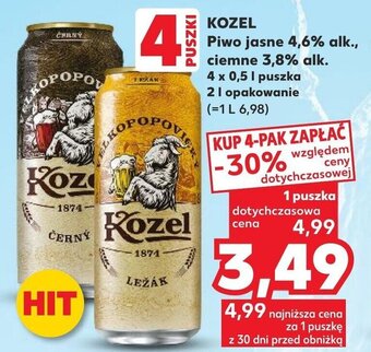 Kaufland KOZEL Piwo jasne 4,6% alk., ciemne 3,8% alk. 4 x 0,5 L oferta