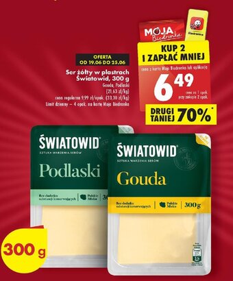 Biedronka Ser żółty w plastrach Światowid, 300 g oferta
