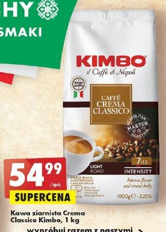 Biedronka Kawa ziarnista Crema Classico Kimbo, 1 kg oferta