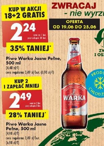 Biedronka Piwo Warka Jasne Pełne, 500 ml oferta