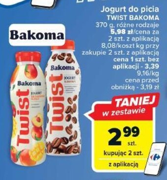 Carrefour Market Jogurt do picia TWIST BAKOMA 370 g oferta