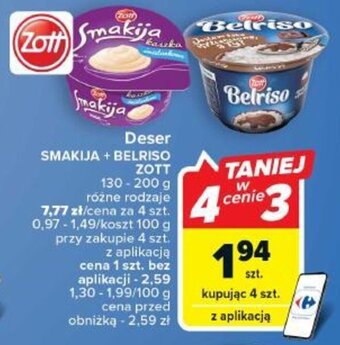 Carrefour Market Deser SMAKIJA + BELRISO ZOTT 130-200 g oferta
