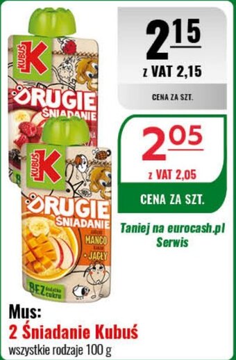 Eurocash Mus: 2 Śniadanie Kubuś 100 g oferta
