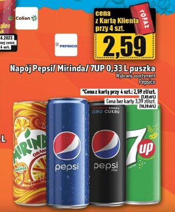 Topaz Napój Pepsi/Mirinda/7UP 0,33 L oferta