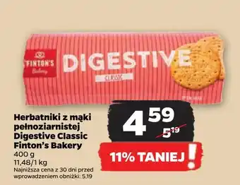 Netto Herbatniki z mąki pełnoziarnistej digestive classic finton's bakery oferta