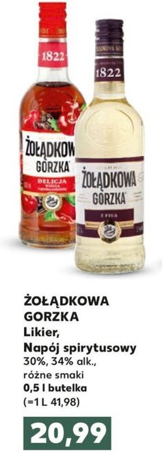 Kaufland Żołądkowa Gorzka likier, napój spirytusowy 30%, 34% 0,5l oferta