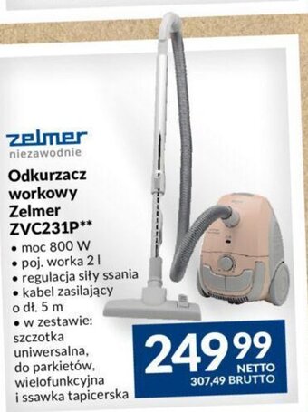 Makro Odkurzacz workowy Zelmer ZVC231P oferta