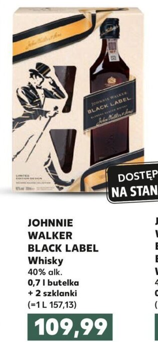 Kaufland Johnnie Walker Black Label whisky 40% 0,7l + 2 szklanki oferta