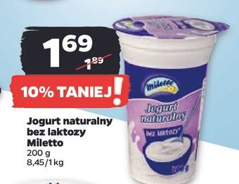 Netto Jogurt naturalny bez laktozy 0% miletto oferta