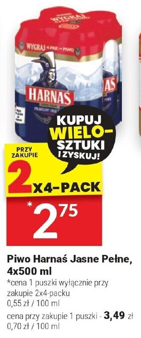 Twój Market Piwo Harnaś Jasne Pełne, 4x500 ml oferta