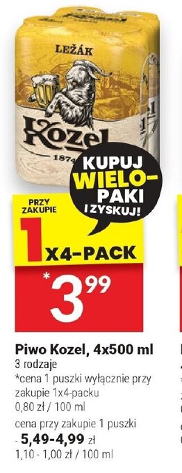Twój Market Piwo Kozel, 4x500 ml oferta