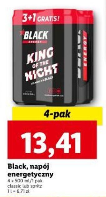 Lidl Black, napój energetyczny 4 x 500 ml oferta
