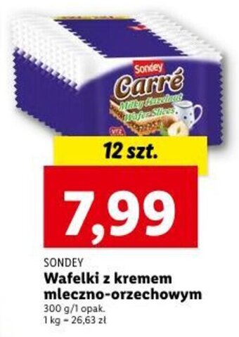 Lidl SONDEY Wafelki z kremem mleczno-orzechowym 300 g oferta