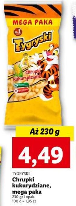 Lidl TYGRYSKI Chrupki kukurydziane, mega paka 230 g oferta