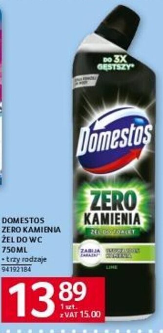 Selgros DOMESTOS ZERO KAMIENIA ŻEL DO WC 750 ML oferta