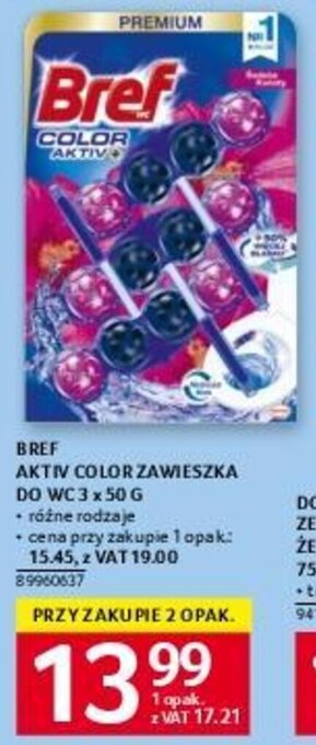 Selgros BREF AKTIV COLOR ZAWIESZKA DO WC 3 x 50 G oferta