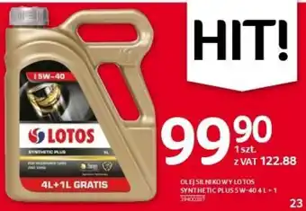 Selgros OLEJ SILNIKOWY LOTOS SYNTHETIC PLUS 5W-40, 4 L + 1 oferta