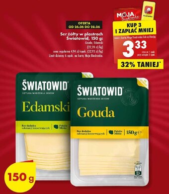 Biedronka Ser żółty w plastrach Światowid, 150 g oferta