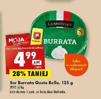 Biedronka Ser Burrata Gusto Bello, 125 g oferta