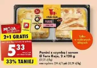 Biedronka El Toro Rojo Panini z szynką i serem , 2 x 120 g oferta