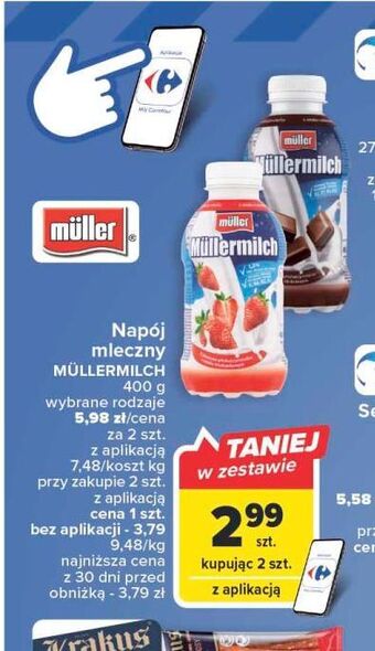 Carrefour Napój mleczny truskawkowy mullermilch oferta