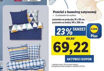 Lidl Pościel z bawełny satynowej 140 x 200 cm + 70 80 livarno home oferta