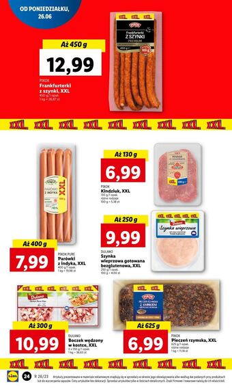 Lidl Frankfurterki z szynki pikok oferta