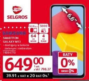 Selgros SAMSUNG SMARTFON GALAXY M13 oferta
