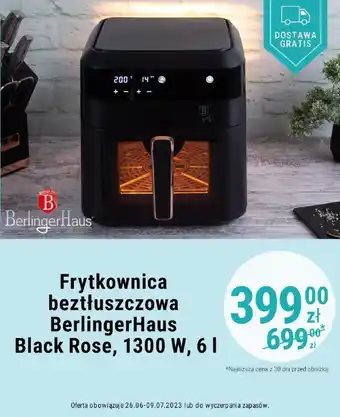 Biedronka BerlingerHaus Frytkownica beztłuszczowa Black Rose, 1300 W, 6 I oferta