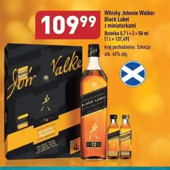 ALDI Whisky Johnnie Walker Black Label z miniaturkami Butelka 0,7 l+2× 50 ml oferta