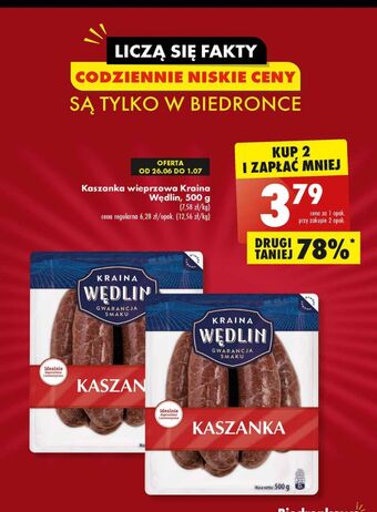 Biedronka Kaszanka wieprzowa kraina wędlin oferta