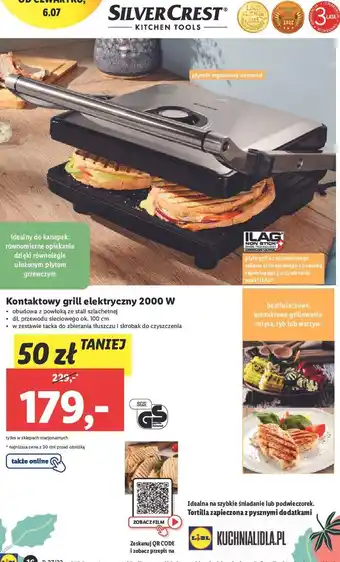 Lidl Grill kontaktowy 2000w silvercrest oferta