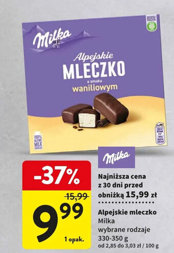 Intermarche Alpejskie mleczko Milka 330-350g oferta