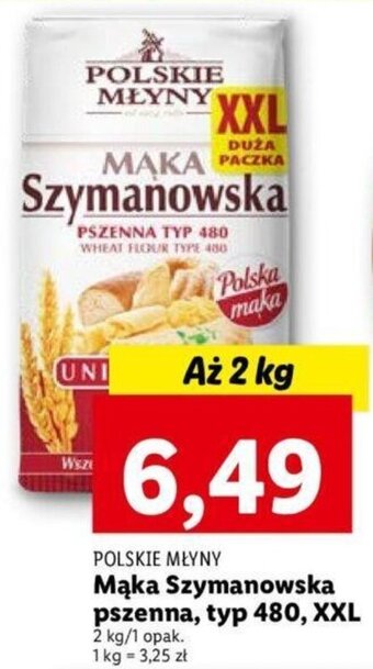 Lidl POLSKIE MŁYNY Mąka Szymanowska pszenna, typ 480, XXL 2KG oferta